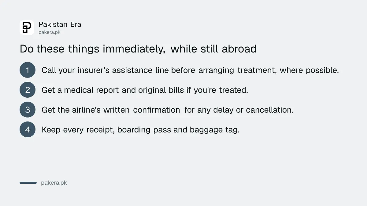 What to do immediately abroad after a medical emergency, delay or cancellation