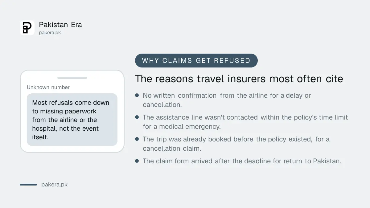 The most common reasons insurers cite when refusing a travel insurance claim