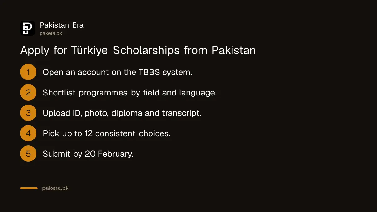 Steps to apply for Türkiye Scholarships from Pakistan