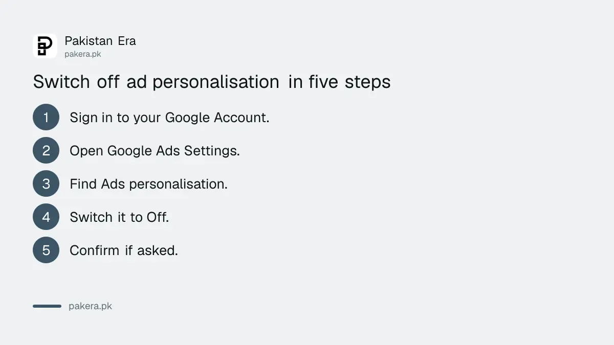 Steps to switch off Google ad personalisation