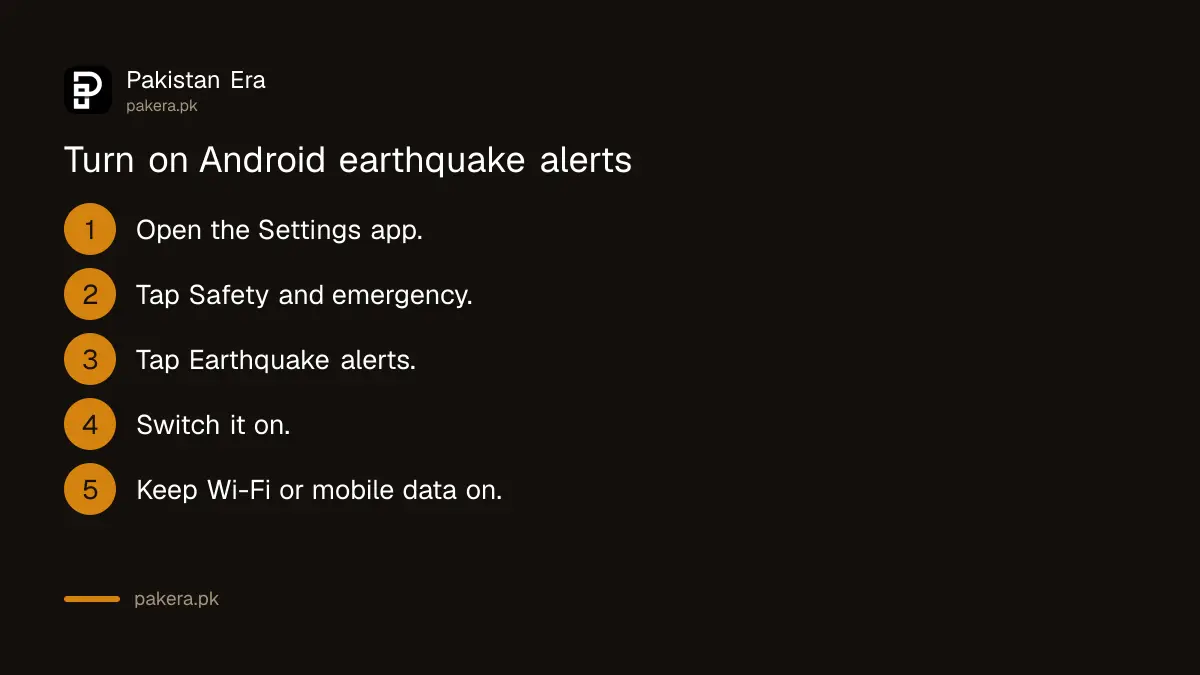 Steps to switch on Android earthquake alerts
