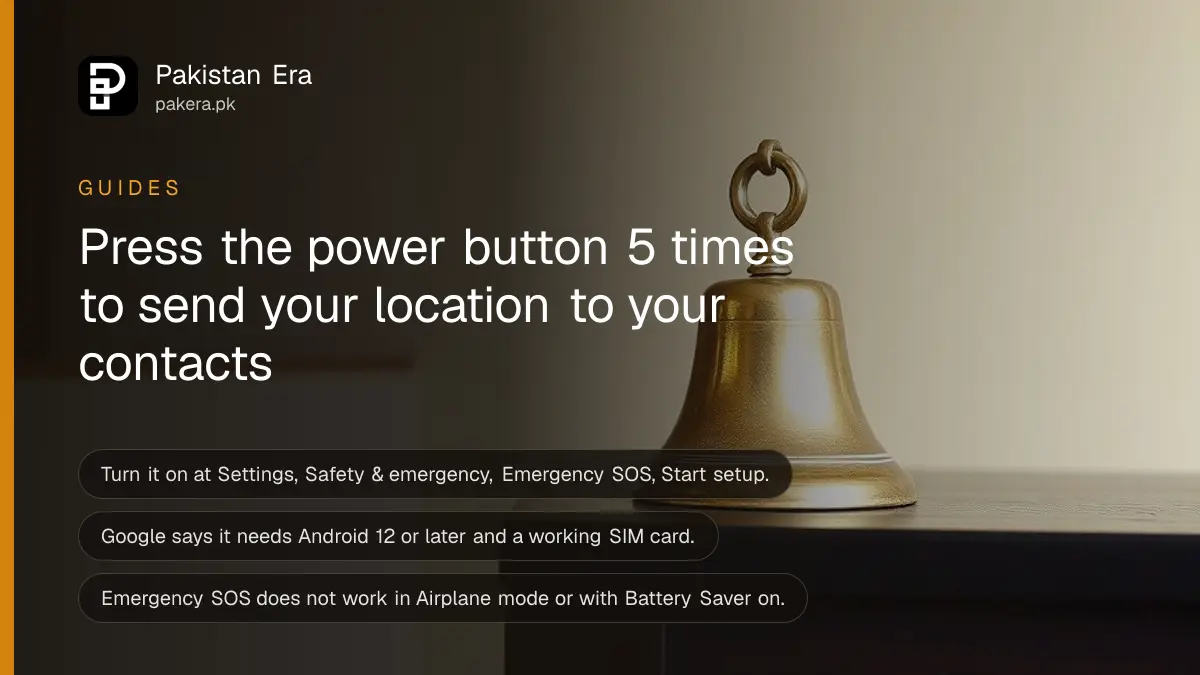 A brass bell on a dark wooden table, for a guide to turning on Emergency SOS on Android in Pakistan