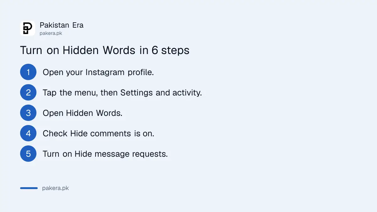 Steps to turn on Hidden Words in the Instagram app