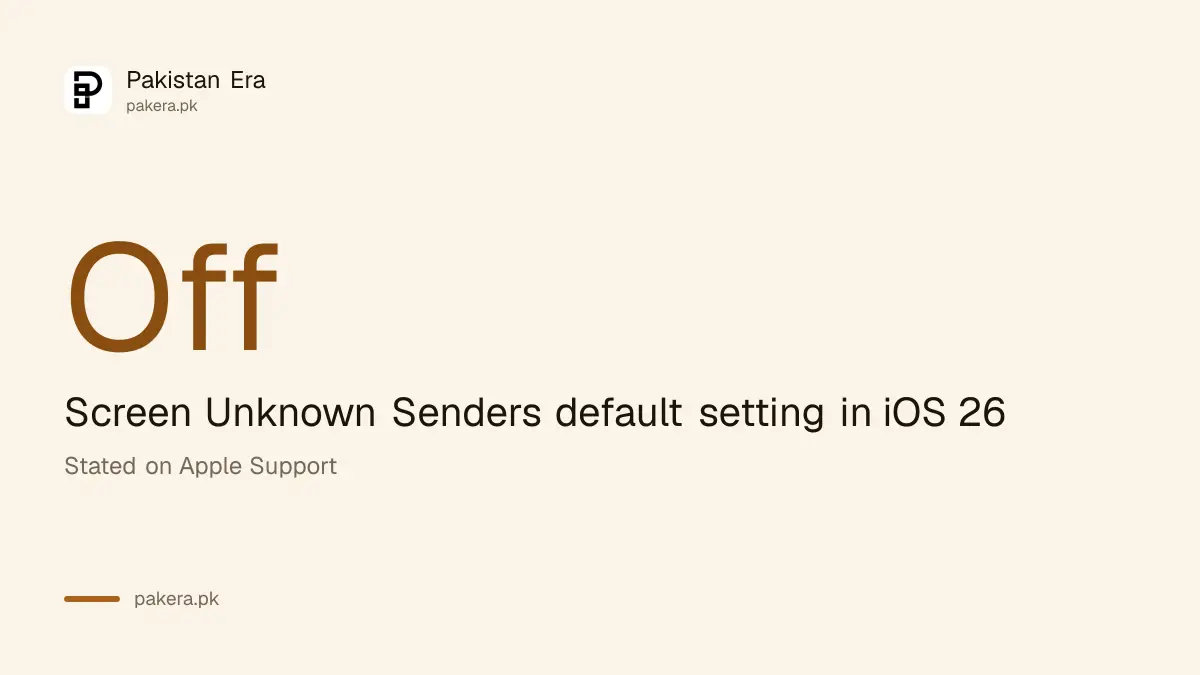 Statistic: Screen Unknown Senders is off by default in iOS 26