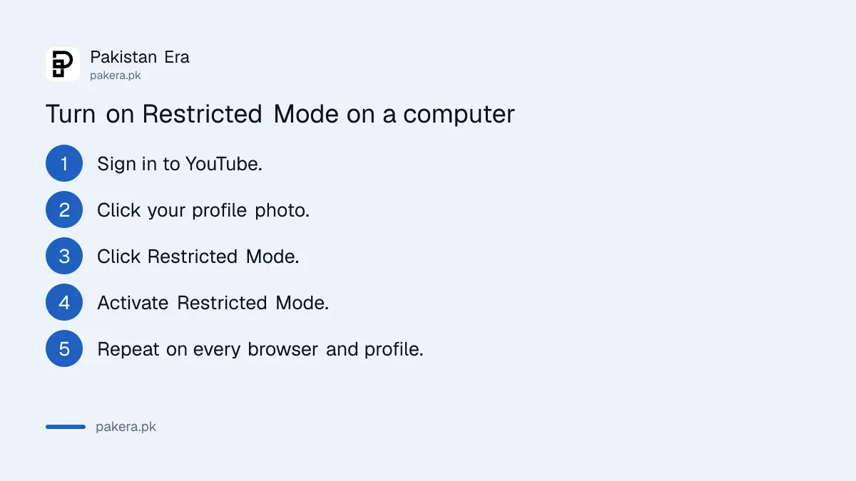 Steps to turn on YouTube Restricted Mode on a computer