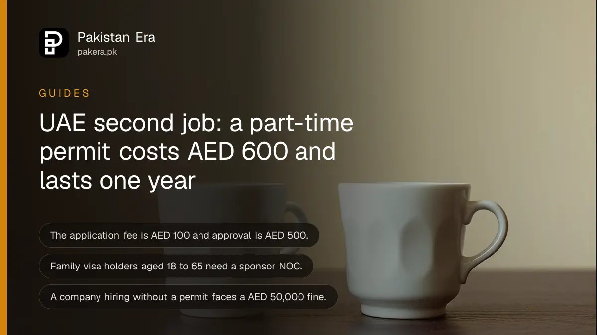 Two ceramic cups on a dark wooden table, for an article on the uae part time work permit