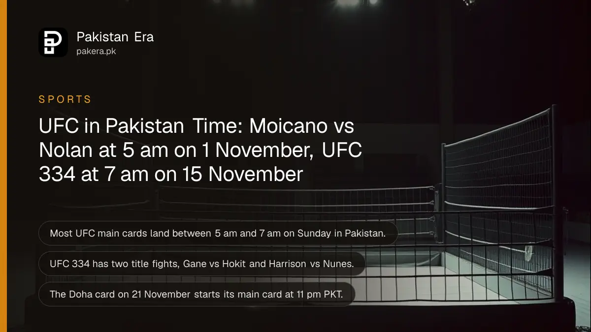 An empty fighting cage with a grey floor under bright lights in a dark arena
