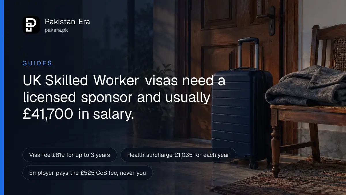 A packed dark suitcase and a folded wool coat beside a wooden door in soft dawn light, ready for a work move abroad