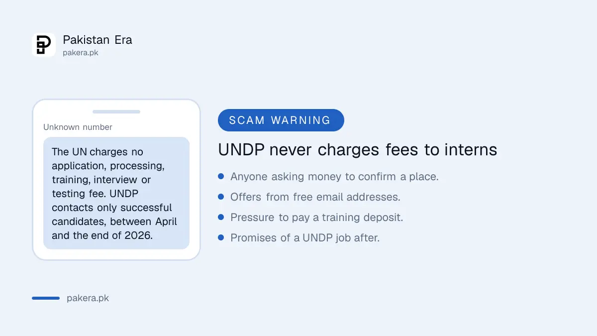 Warning signs of a fake UNDP internship offer asking for fees