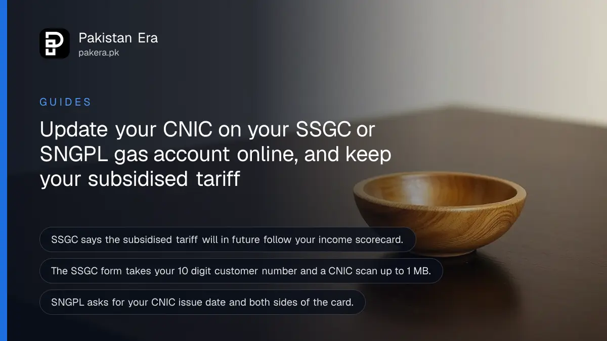 A wooden bowl on a dark wooden table, for a guide on updating a CNIC on a gas account in Pakistan