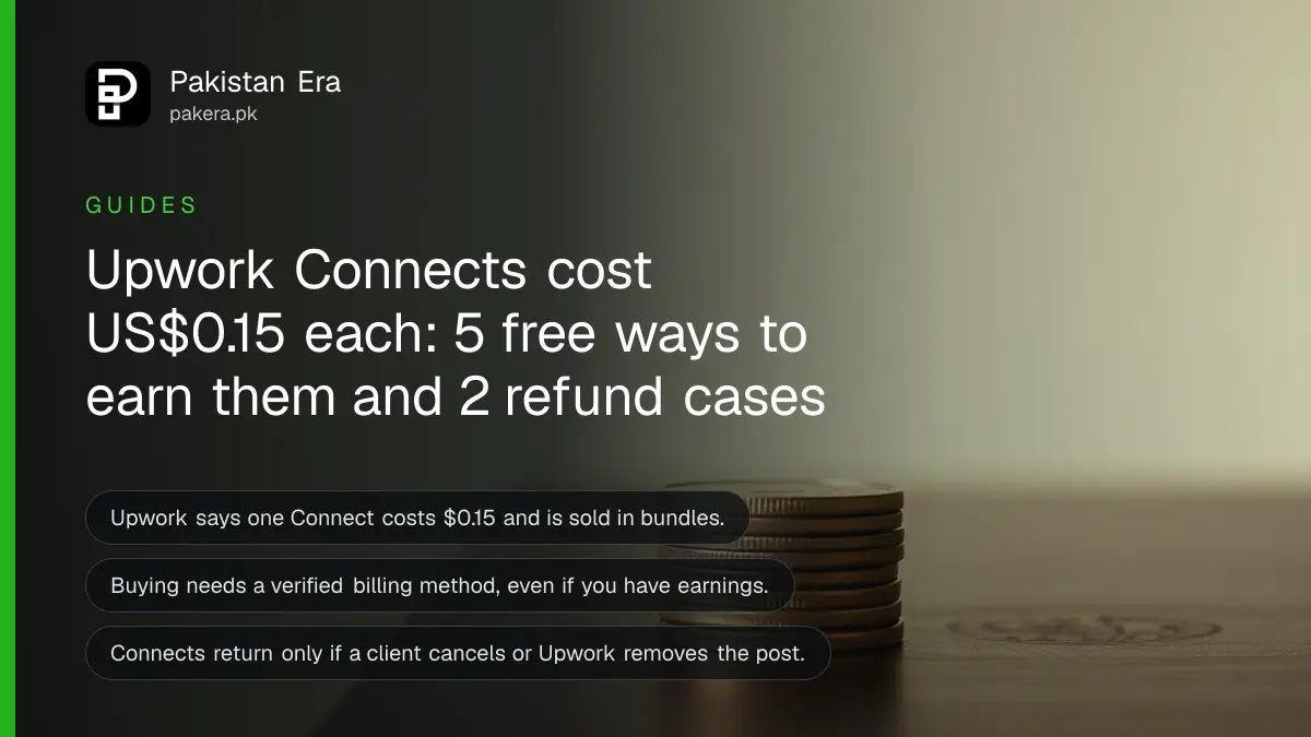 A small stack of copper tokens on a dark wooden table, for a guide on Upwork Connects prices for freelancers in Pakistan