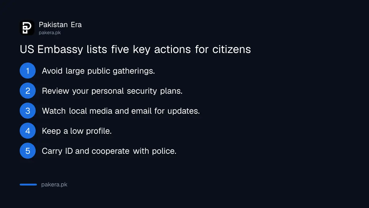 The six actions the US Embassy alert asks US citizens in Pakistan to take