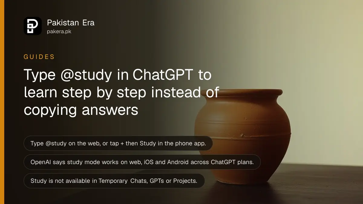 A terracotta pot on a dark wooden table, for a guide to using ChatGPT study mode
