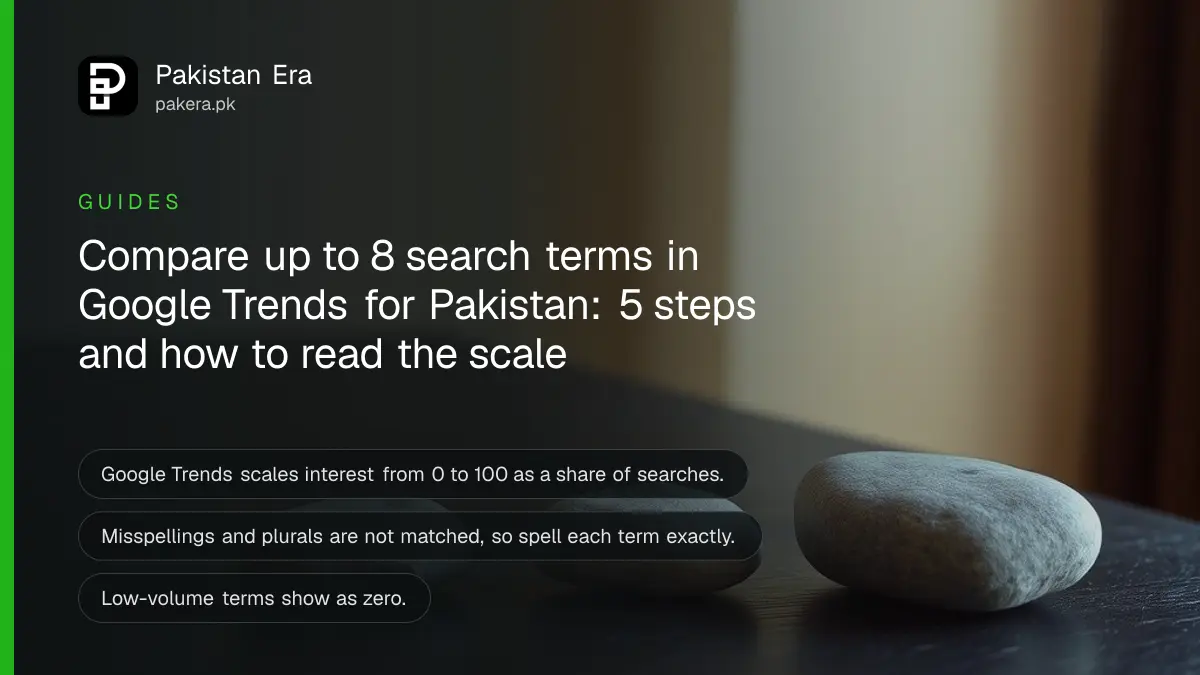 Three grey stones in a row on a dark wooden table, for a guide to comparing searches in Google Trends for Pakistan