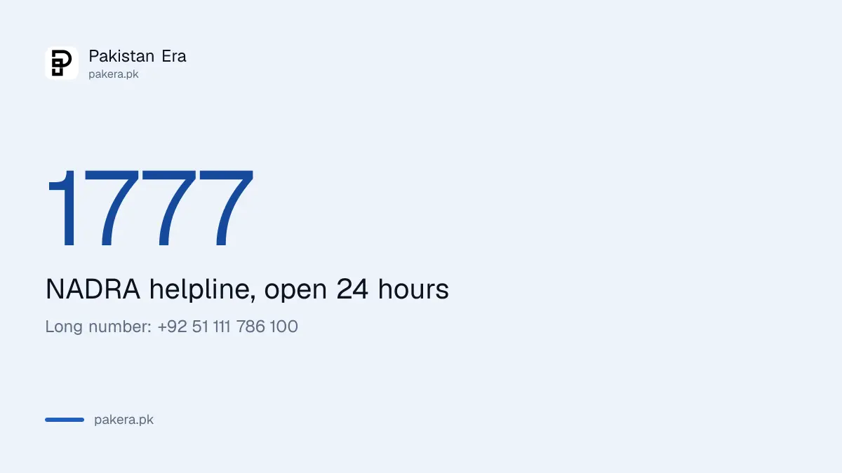 NADRA helpline, open 24 hours