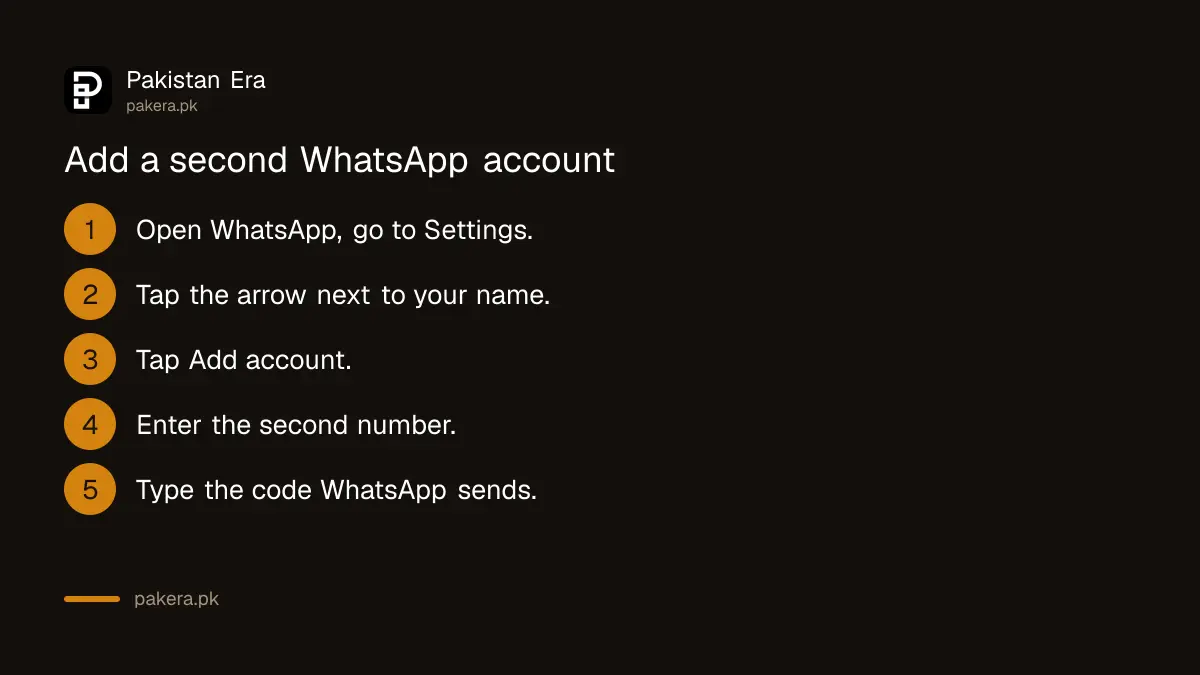 Four steps to add a second account in WhatsApp settings