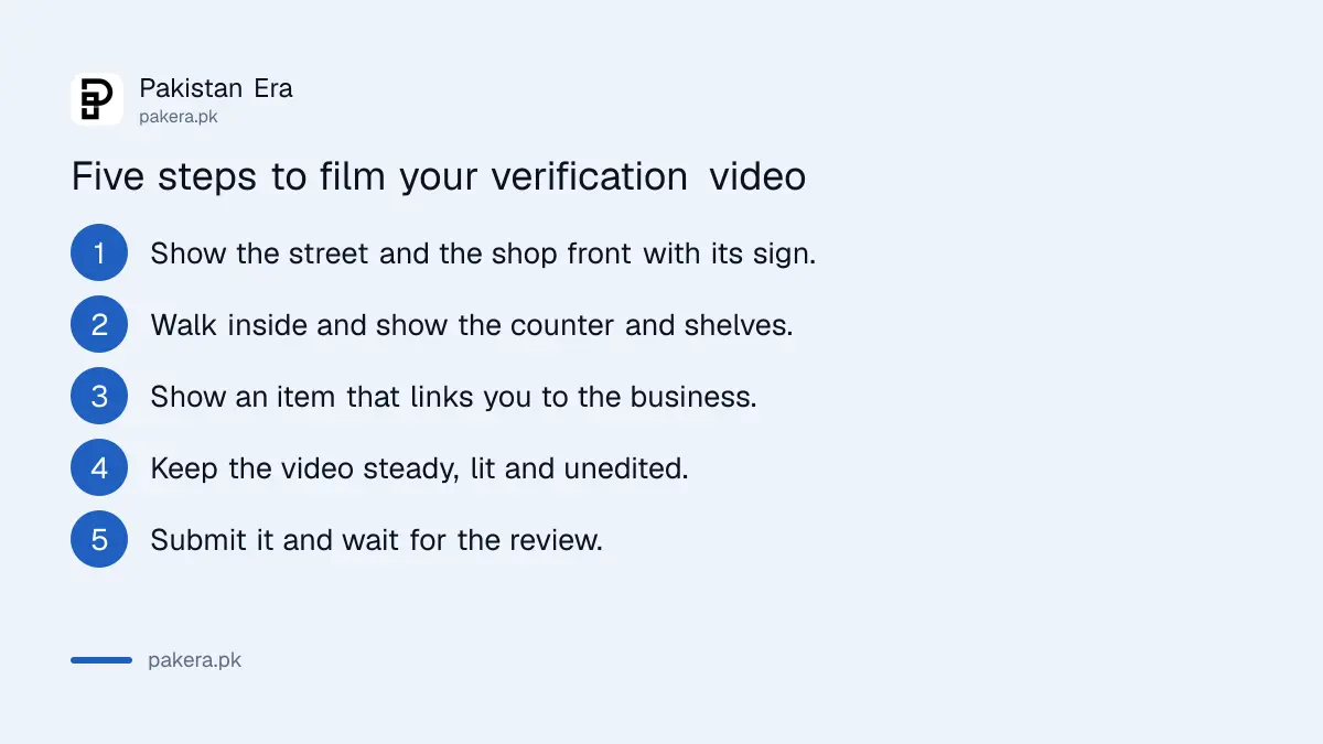Five steps to film a Google Business Profile verification video