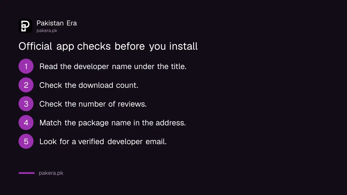 Five checks to confirm an app is the official one before installing it in Pakistan