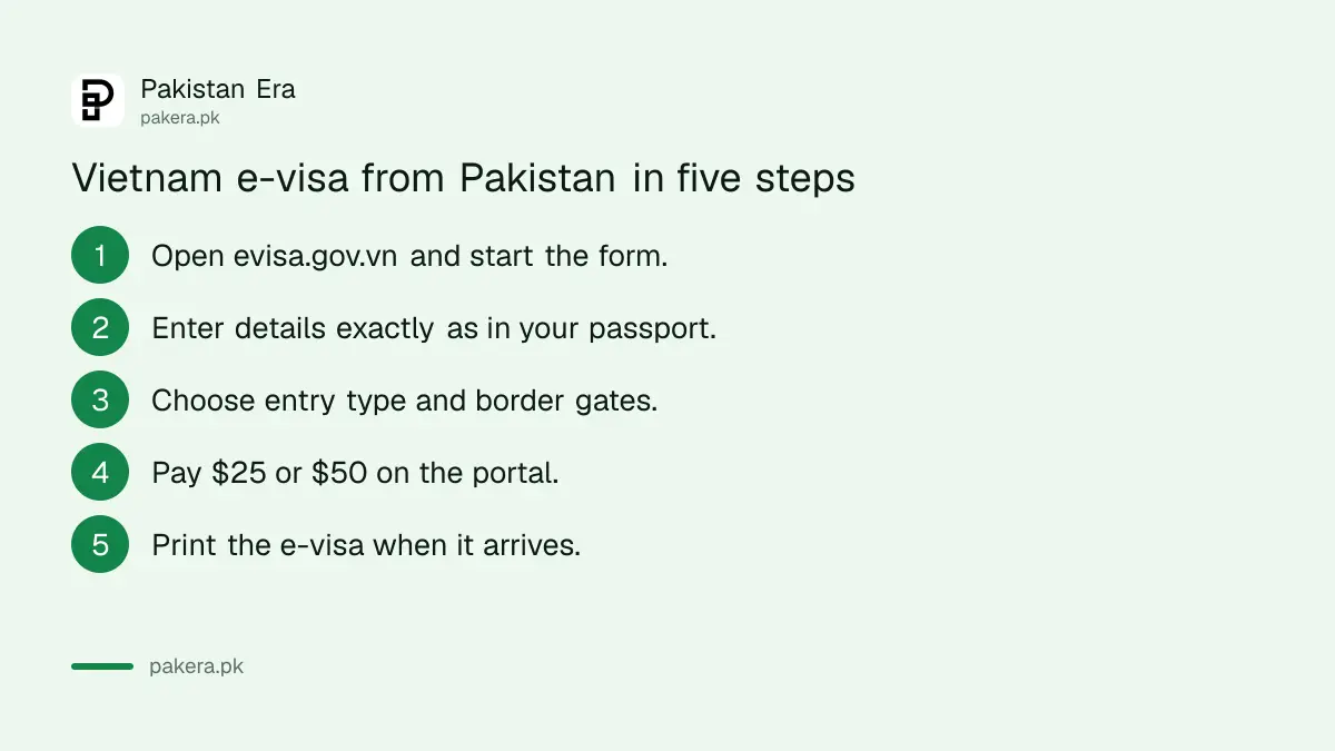 Steps to apply for a Vietnam e-visa from Pakistan on evisa.gov.vn