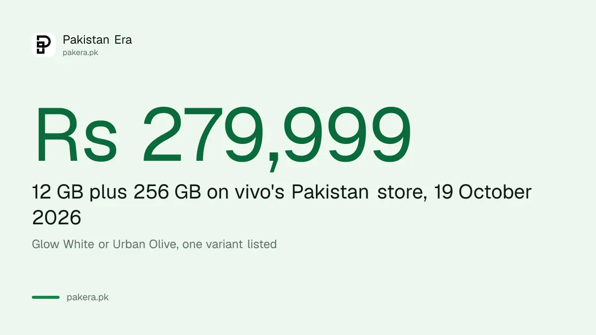 vivo X300 FE price in Pakistan is Rs 279,999 for 12 GB and 256 GB on vivo's store