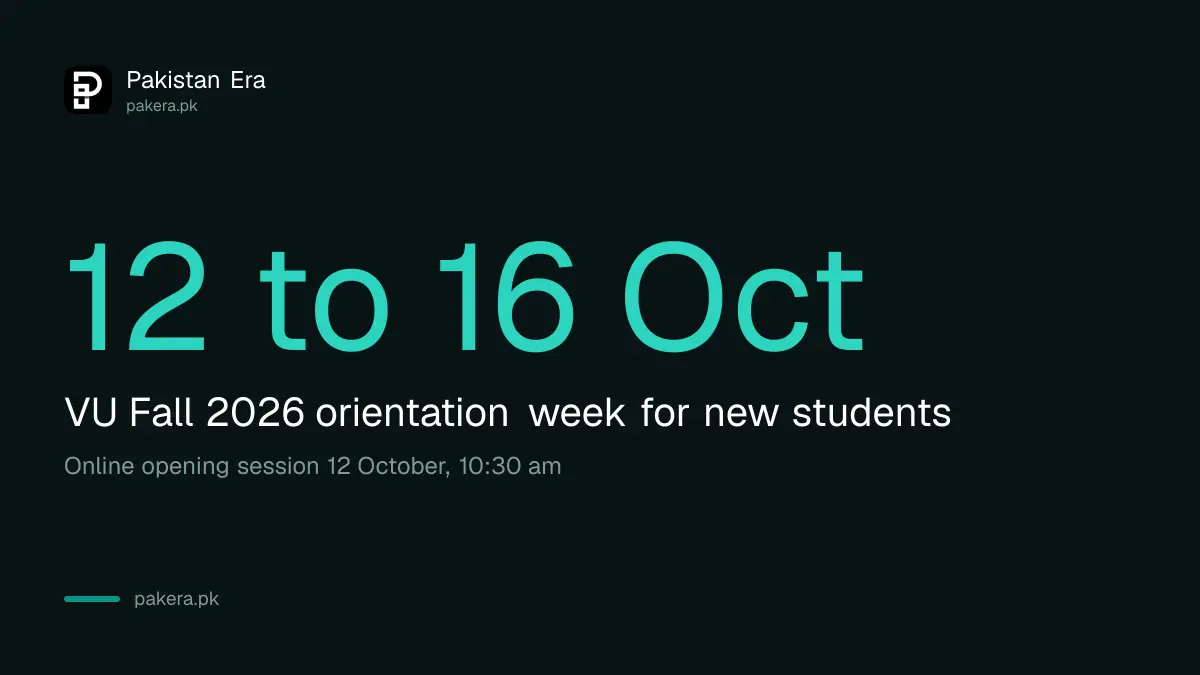 VU Fall 2026 orientation week 12 to 16 October with an online opening session on 12 October