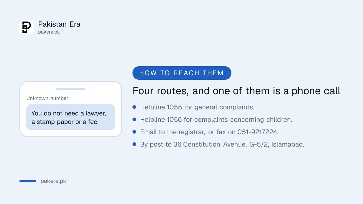 Four ways to contact the Wafaqi Mohtasib in Pakistan