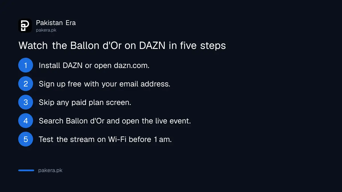 Five steps to watch the Ballon d'Or 2026 ceremony on DAZN from Pakistan