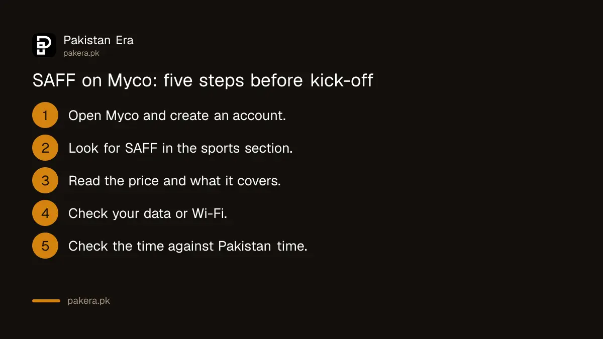 Five steps to watch the SAFF Championship 2026 in Pakistan on Myco