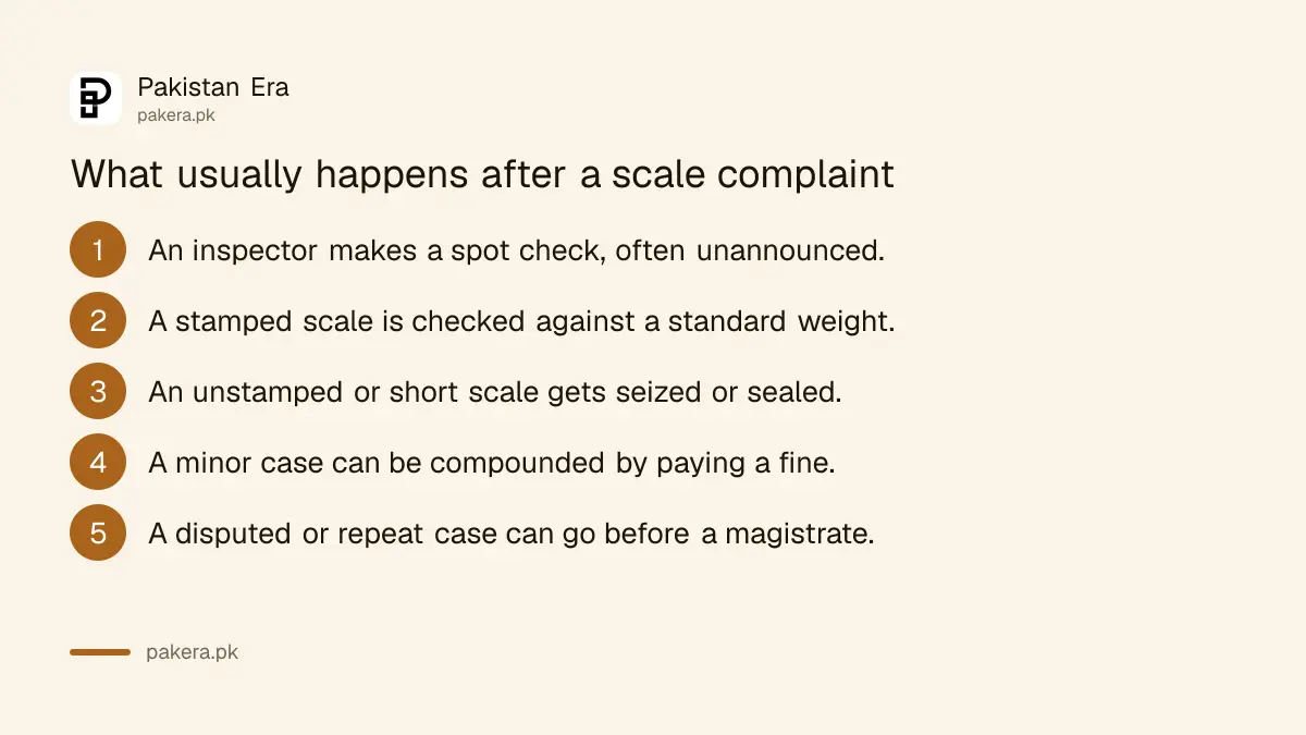 Steps an inspector follows after a weights and measures complaint is filed