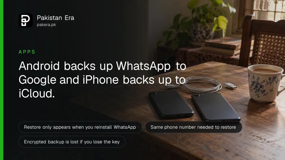 Two dark phones lying side by side on a wooden table beside a charging cable, ready for a chat transfer