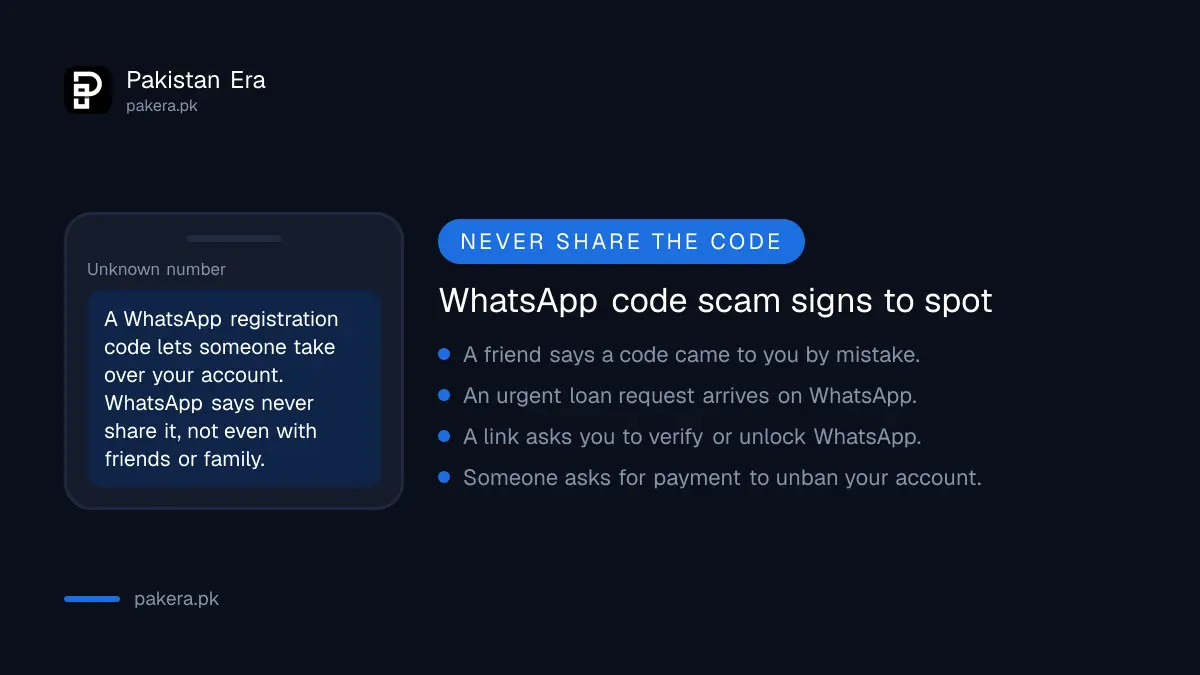 Warning signs of the WhatsApp code-sharing scam used to hack accounts in Pakistan