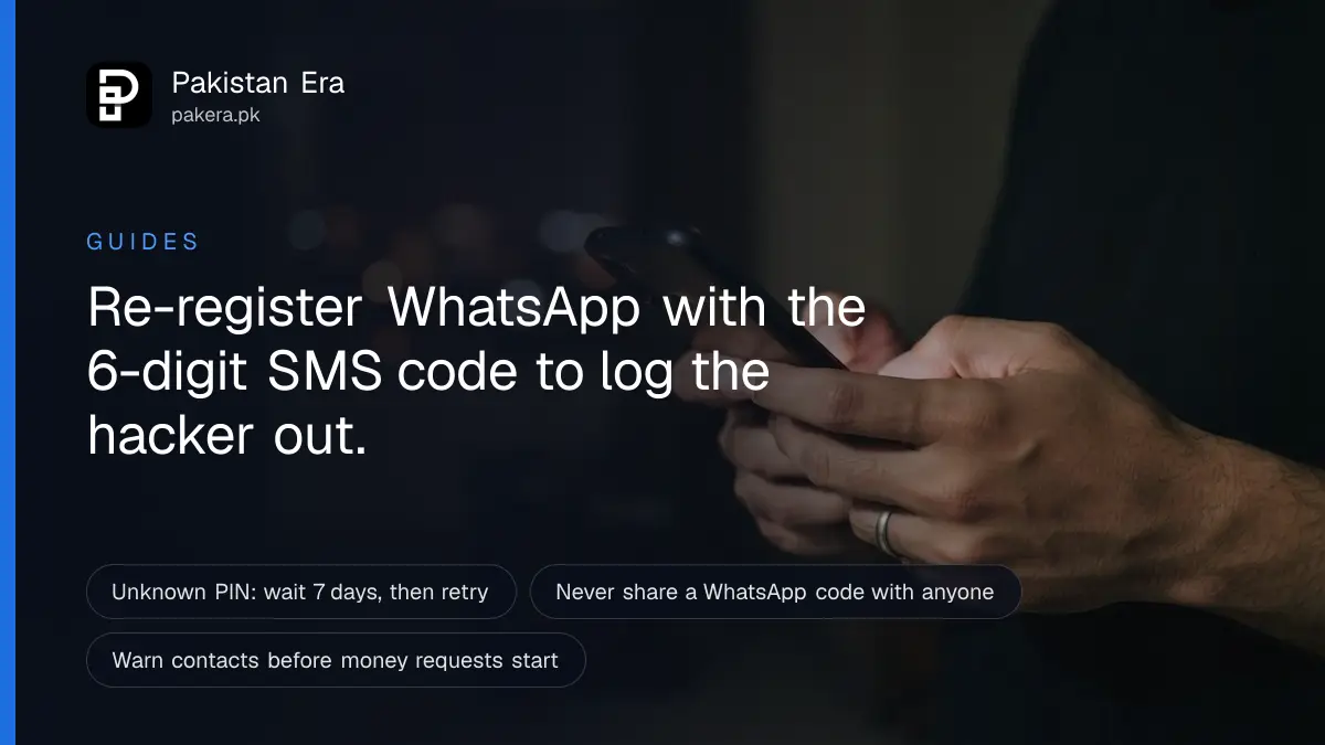 Hands holding a mobile phone with a soft blurred lock-screen glow in a Karachi room at night