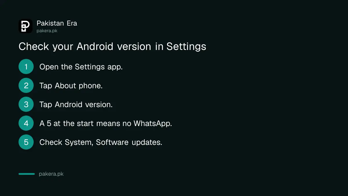 Steps to check your Android version in the Settings app