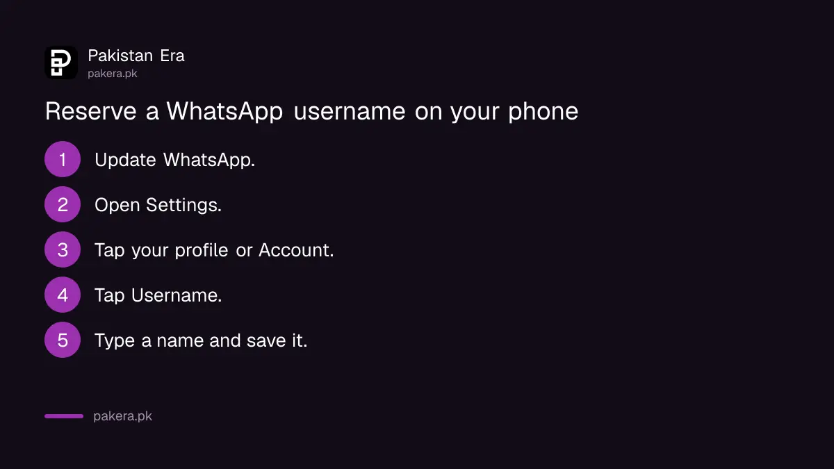 Steps to reserve a WhatsApp username on your phone