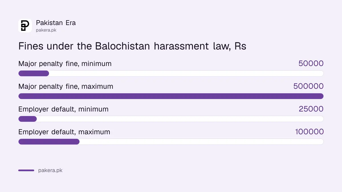 Fines under the Balochistan workplace harassment law