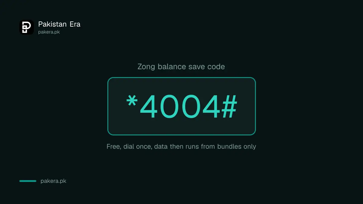Zong balance save code *4004#, free service that stops data charges from main balance