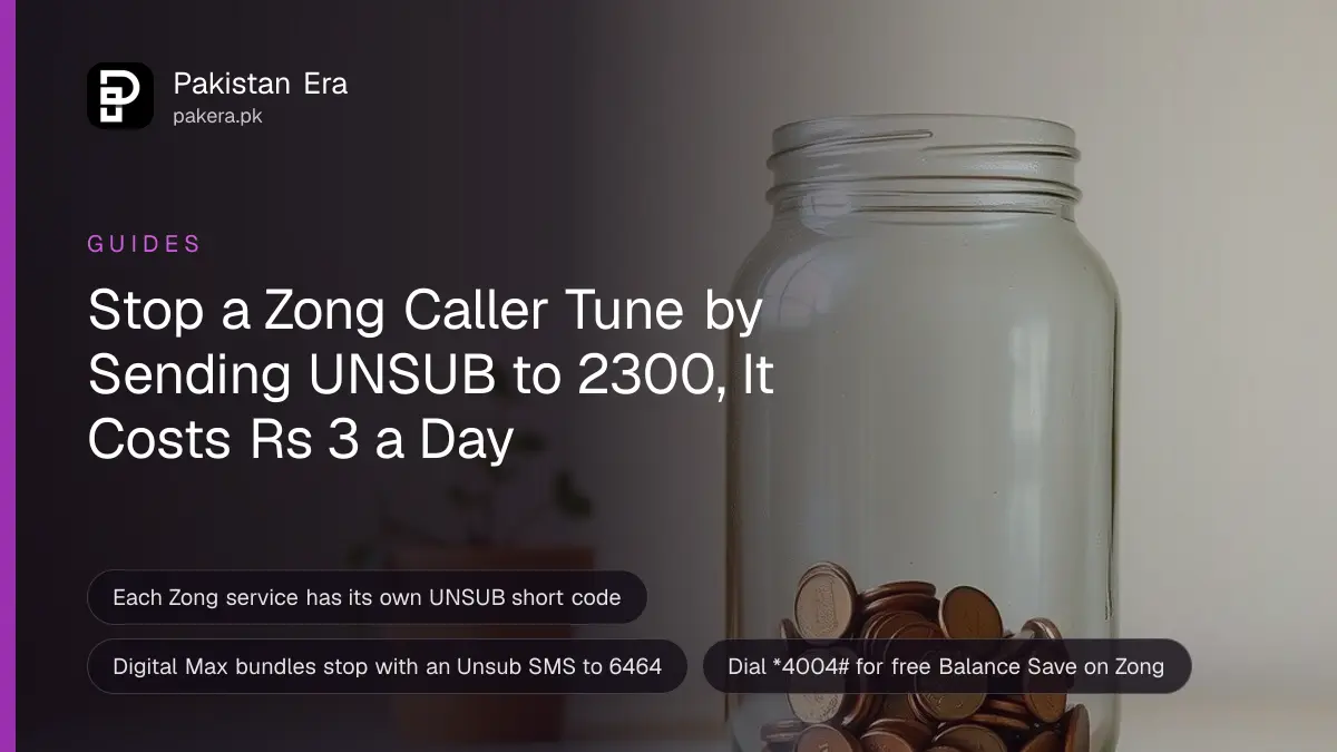 A glass jar of copper coins beside a small green plant on a wooden table, for a guide to Zong unsubscribe codes in Pakistan