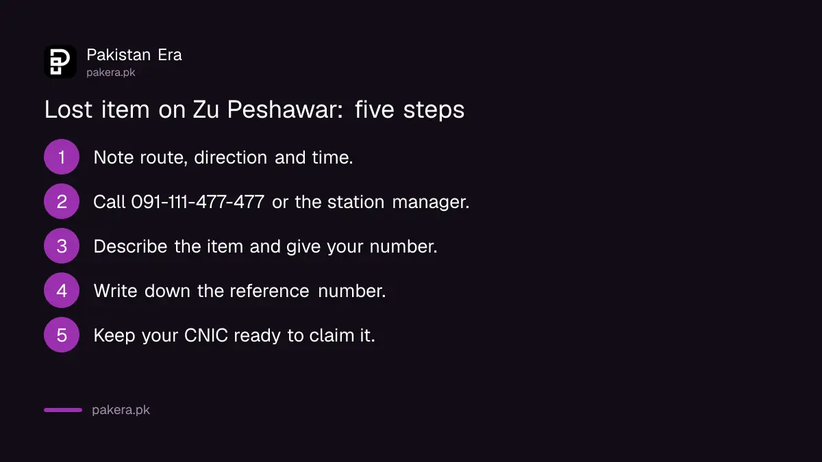 Steps to report a lost item on Zu Peshawar