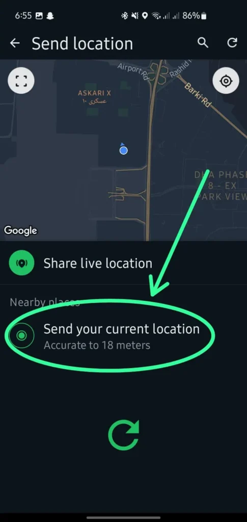 Send current location on WhatsApp