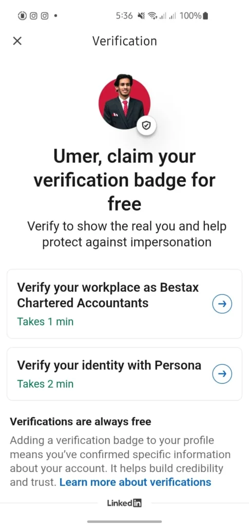 Linkedin Account verification methods