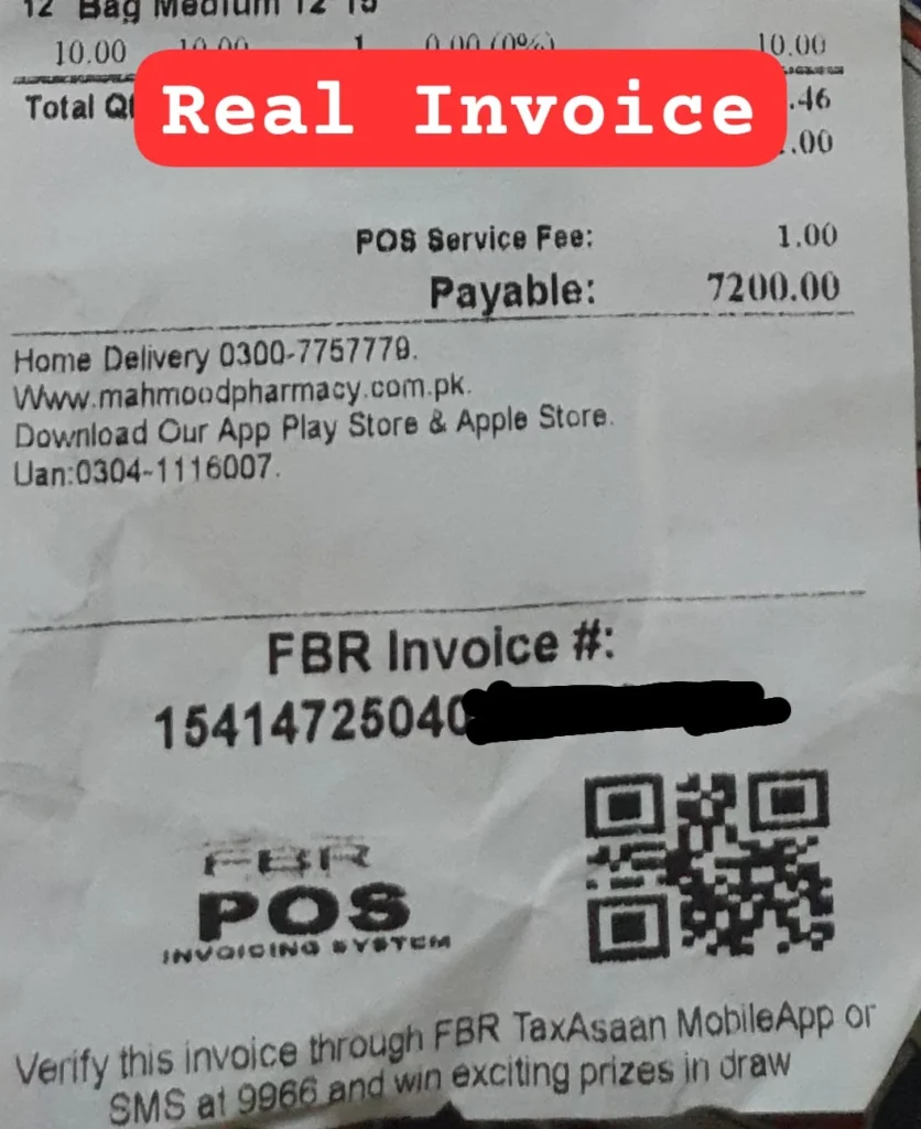 Original FBR POS Invoice