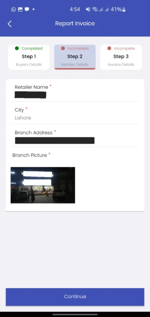 enter store details to report non pos invoice