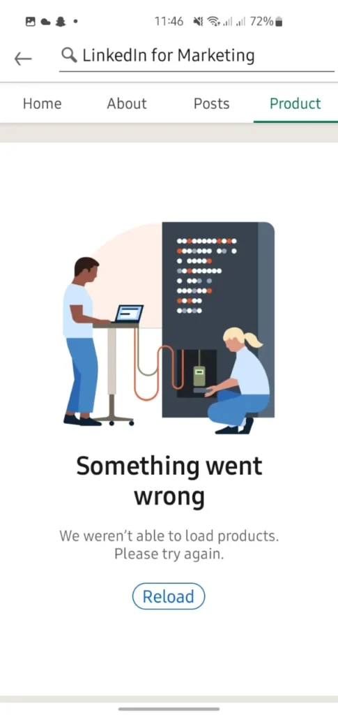 Linkedin Error of something Wrong