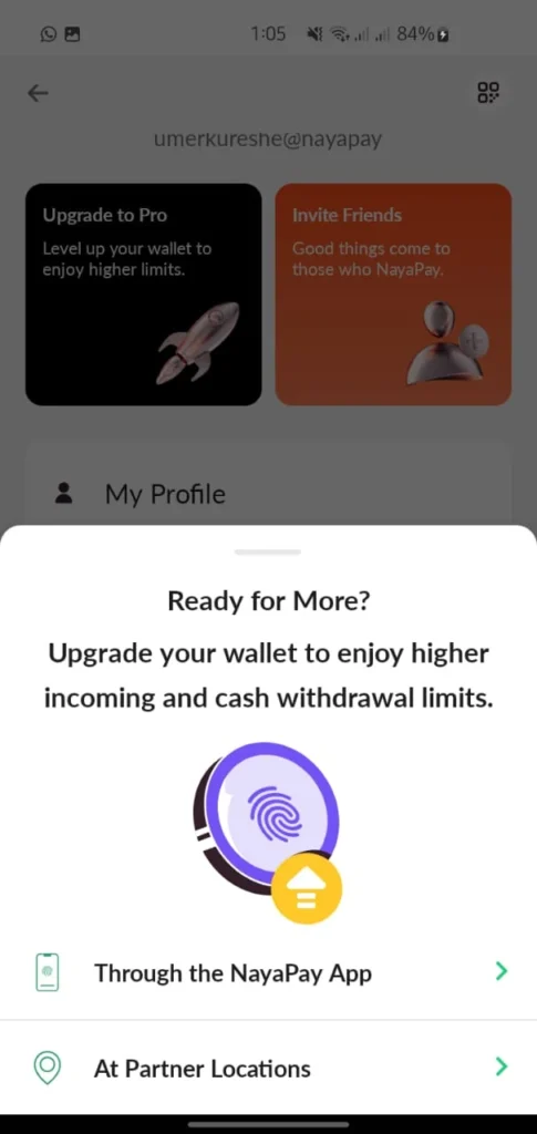 Upgrade Nayapay account limit